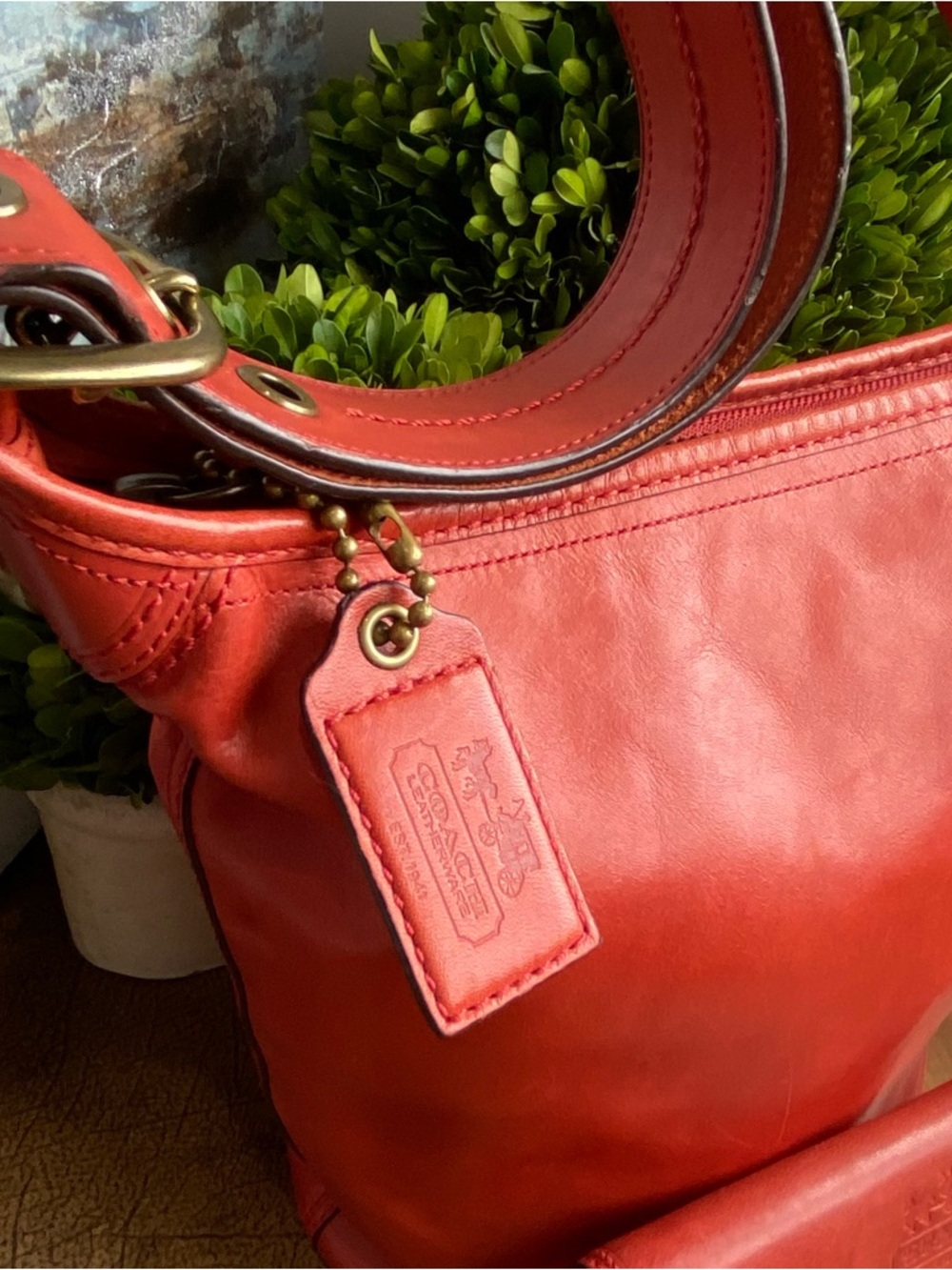 Coach Chili Red Tattersall Bleecker Bucket Bag and Waller Set Bundle Y2K - Picture 4 of 17